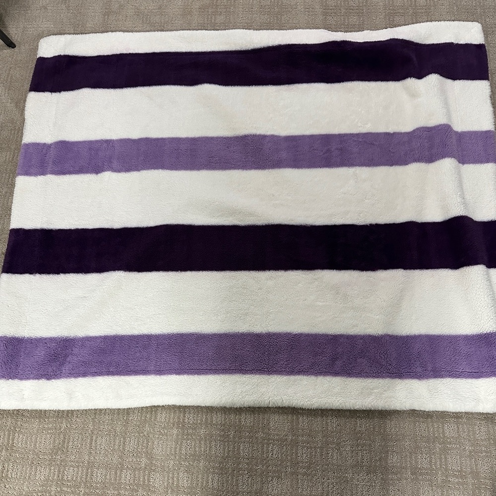 Minky Coutre Purple and White Striped Blanket